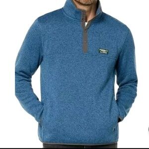 LL Bean T Snap Sweater Fleece Slightly Fitted Pullover Blue